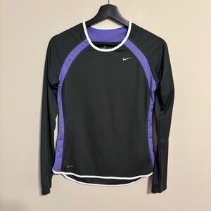 Nike DriFit Gray and Purple Long Sleeve Top Size S